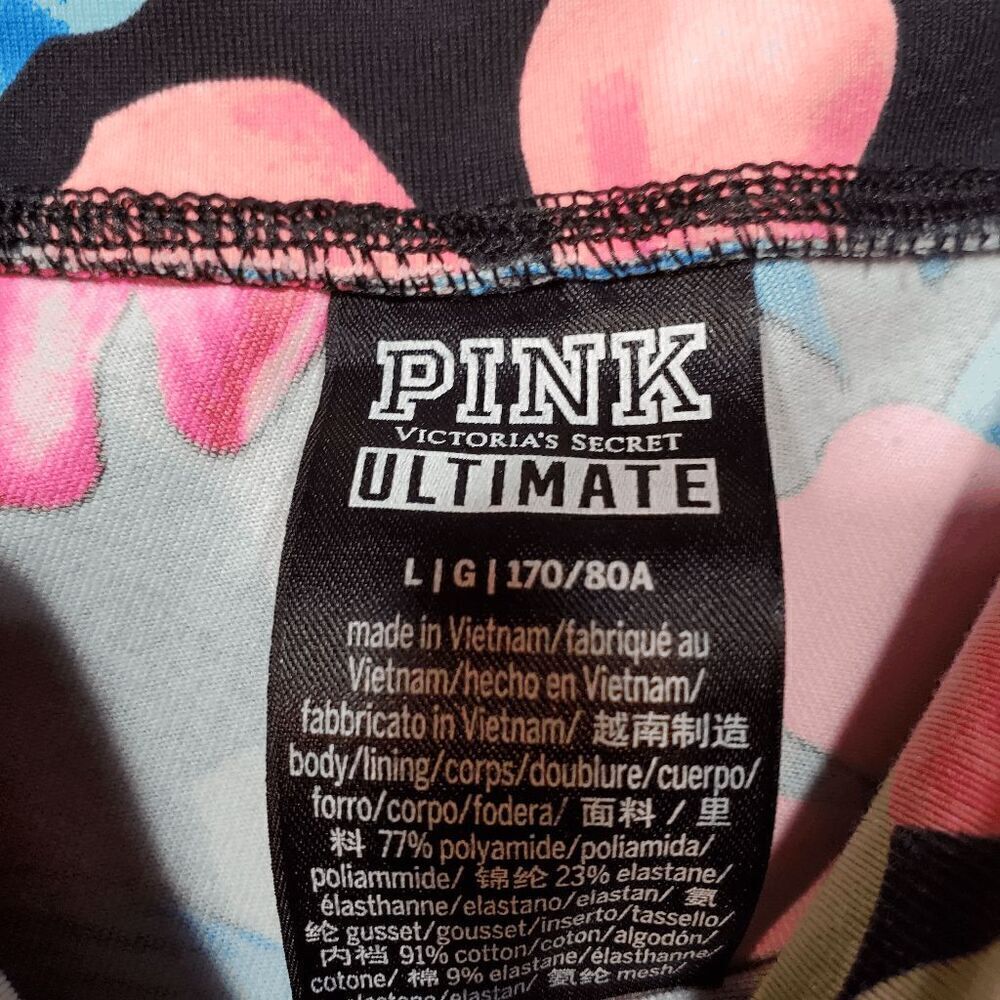 PINK Victoria's Secret Leggings Womens L Pink Floral Ultimate Stretch High Waist - Picture 2 of 10